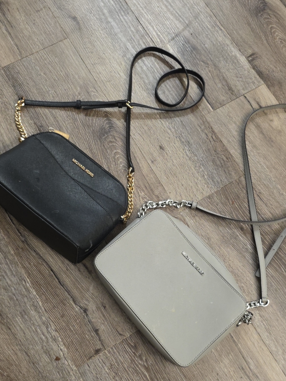 Bundle: Two Michael Kors Crossbody Bags-Grey & Black